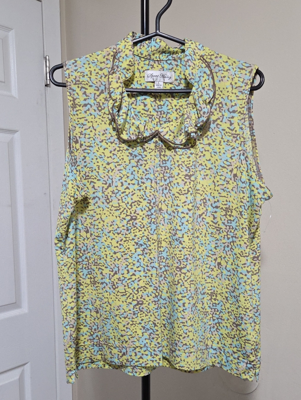 Sport Haley Yellow Multicolor Ruffle Collar Sleeveless Camisole